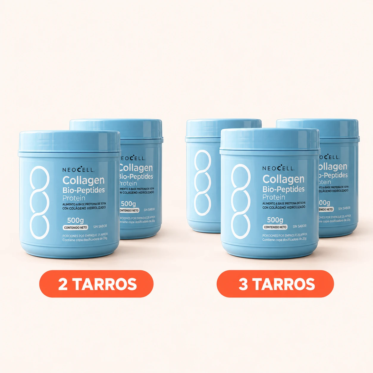 Combo de 2 y 3 tarros de colágeno sin sabor