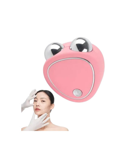 Estimulador facial rosa con dos esferas metálicas